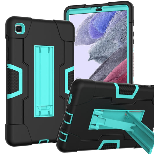 For Samsung Galaxy Tab A7 Lite T225 Contrast Color Robot Shockproof Silicone + PC Protective Case with Holder(Black + Mint Green) - Tab A7 Lite T220 / T225 by buy2fix | Online Shopping UK | buy2fix