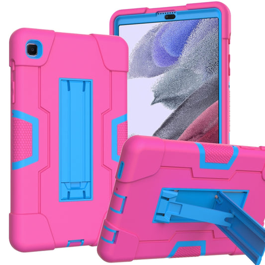 For Samsung Galaxy Tab A7 Lite T225 Contrast Color Robot Shockproof Silicone + PC Protective Case with Holder(Rose Red + Blue) - Tab A7 Lite T220 / T225 by buy2fix | Online Shopping UK | buy2fix
