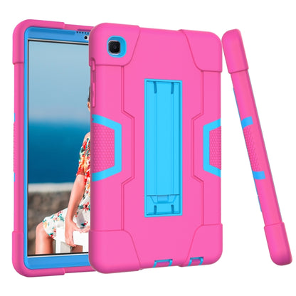 For Samsung Galaxy Tab A7 Lite T225 Contrast Color Robot Shockproof Silicone + PC Protective Case with Holder(Rose Red + Blue) - Tab A7 Lite T220 / T225 by buy2fix | Online Shopping UK | buy2fix