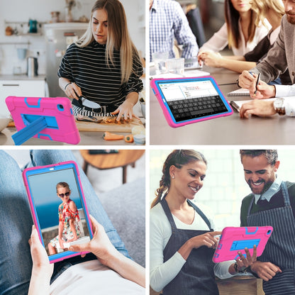 For Samsung Galaxy Tab A7 Lite T225 Contrast Color Robot Shockproof Silicone + PC Protective Case with Holder(Rose Red + Blue) - Tab A7 Lite T220 / T225 by buy2fix | Online Shopping UK | buy2fix