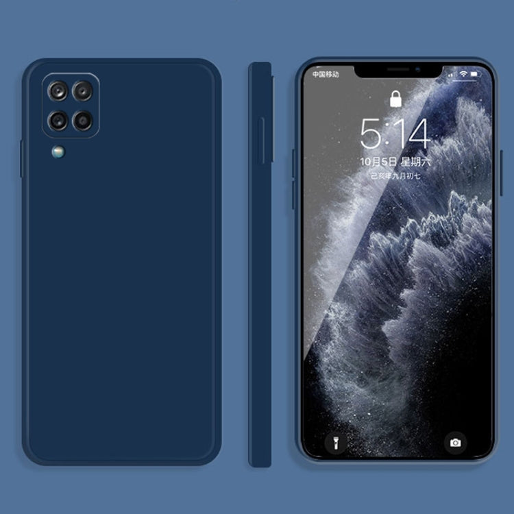 For Samsung Galaxy A12 5G Solid Color Imitation Liquid Silicone Straight Edge Dropproof Full Coverage Protective Case(Blue) by buy2fix