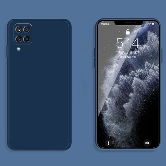 For Samsung Galaxy A12 5G Solid Color Imitation Liquid Silicone Straight Edge Dropproof Full Coverage Protective Case(Blue) by buy2fix