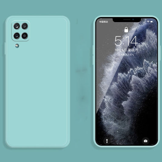 For Samsung Galaxy A12 5G Solid Color Imitation Liquid Silicone Straight Edge Dropproof Full Coverage Protective Case(Sky Blue) by buy2fix