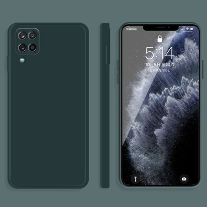 For Samsung Galaxy A12 5G Solid Color Imitation Liquid Silicone Straight Edge Dropproof Full Coverage Protective Case(Dark Green) by buy2fix