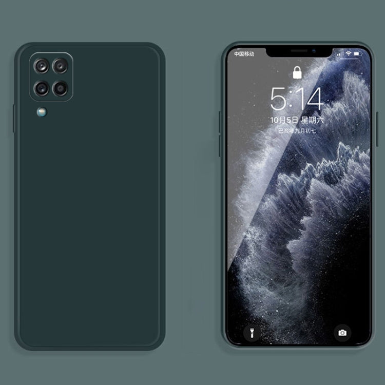 For Samsung Galaxy A12 5G Solid Color Imitation Liquid Silicone Straight Edge Dropproof Full Coverage Protective Case(Dark Green) by buy2fix