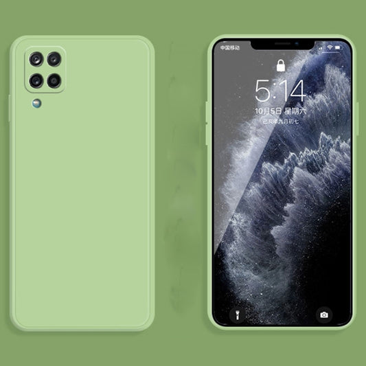 For Samsung Galaxy A12 5G Solid Color Imitation Liquid Silicone Straight Edge Dropproof Full Coverage Protective Case(Matcha Green) by buy2fix