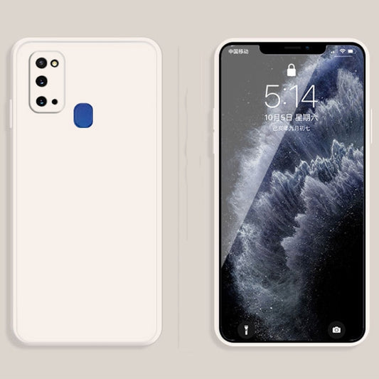 For Samsung Galaxy A21s Solid Color Imitation Liquid Silicone Straight Edge Dropproof Full Coverage Protective Case(White) by buy2fix