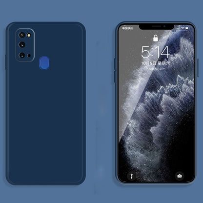 For Samsung Galaxy A21s Solid Color Imitation Liquid Silicone Straight Edge Dropproof Full Coverage Protective Case(Blue) by buy2fix