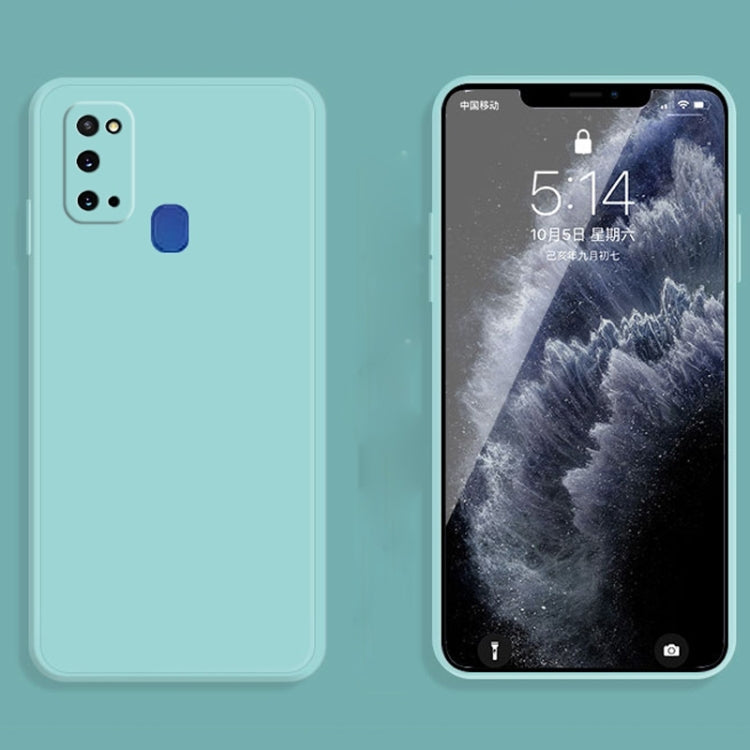 For Samsung Galaxy A21s Solid Color Imitation Liquid Silicone Straight Edge Dropproof Full Coverage Protective Case(Sky Blue) by buy2fix