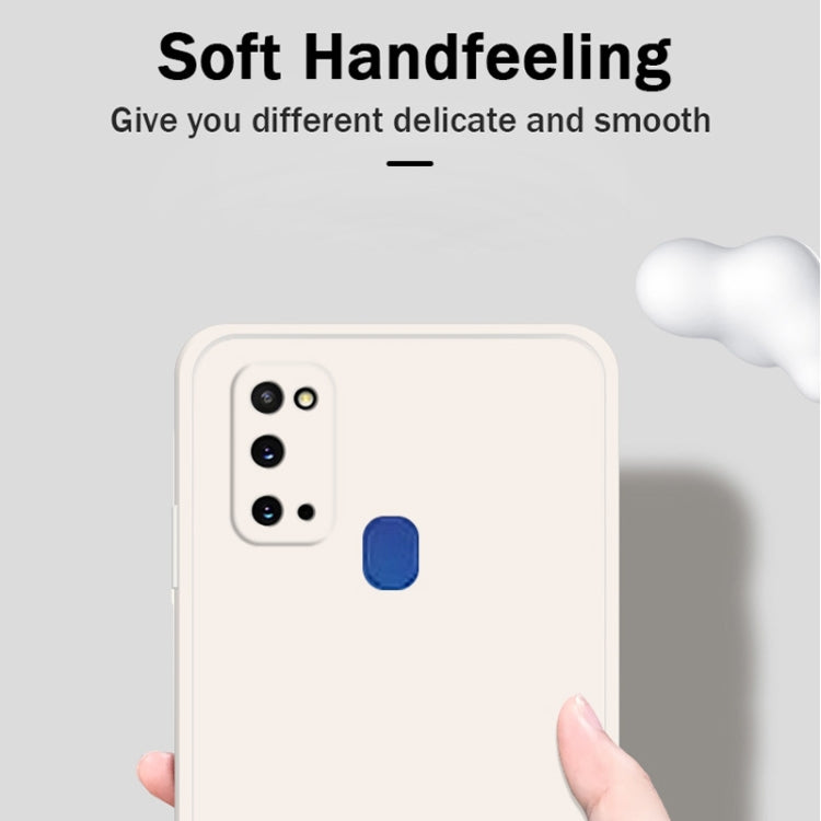 For Samsung Galaxy A21s Solid Color Imitation Liquid Silicone Straight Edge Dropproof Full Coverage Protective Case(Dark Green) by buy2fix