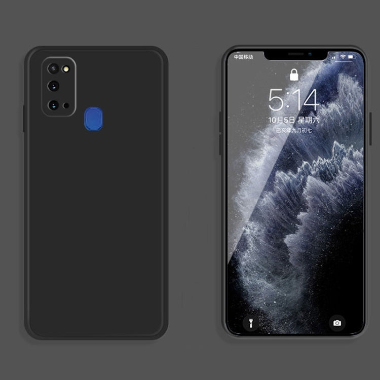 For Samsung Galaxy A21s Solid Color Imitation Liquid Silicone Straight Edge Dropproof Full Coverage Protective Case(Black) by buy2fix