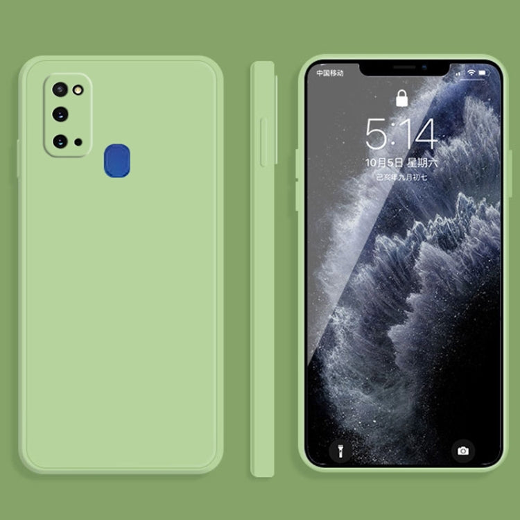 For Samsung Galaxy A21s Solid Color Imitation Liquid Silicone Straight Edge Dropproof Full Coverage Protective Case(Matcha Green) by buy2fix