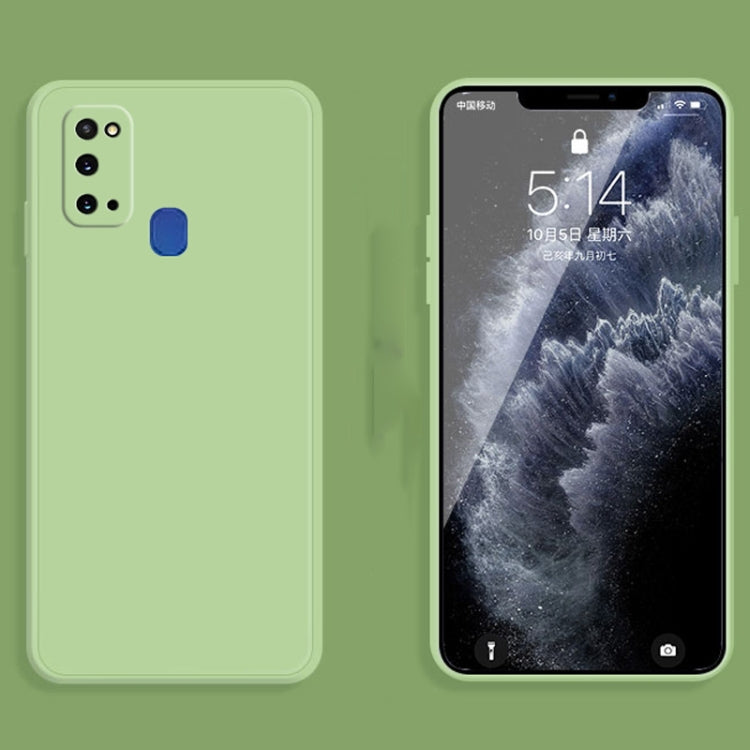 For Samsung Galaxy A21s Solid Color Imitation Liquid Silicone Straight Edge Dropproof Full Coverage Protective Case(Matcha Green) by buy2fix