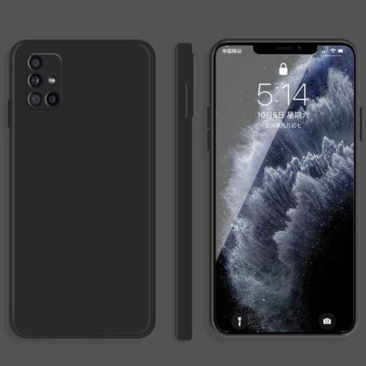 For Samsung Galaxy A31 Solid Color Imitation Liquid Silicone Straight Edge Dropproof Full Coverage Protective Case(Black) - Galaxy Phone Cases by buy2fix | Online Shopping UK | buy2fix