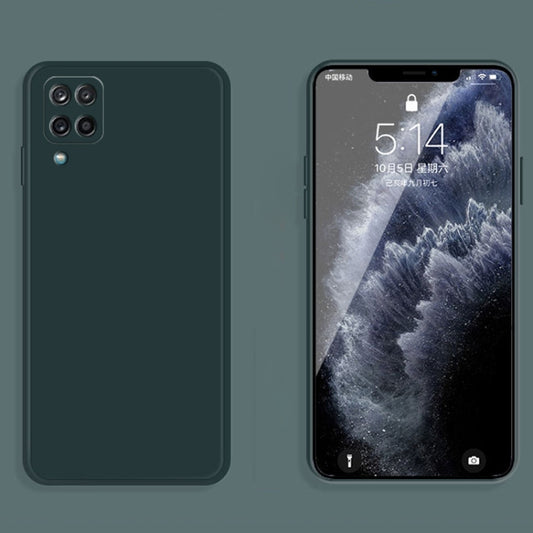 For Samsung Galaxy A42 5G Solid Color Imitation Liquid Silicone Straight Edge Dropproof Full Coverage Protective Case(Dark Green) by buy2fix