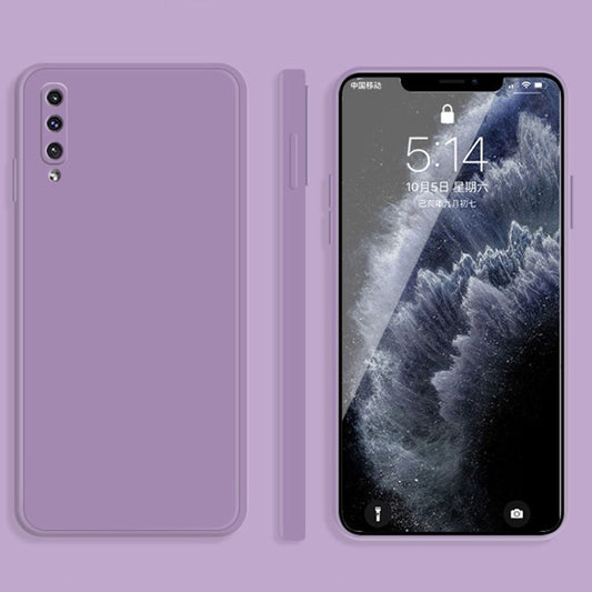 For Samsung Galaxy A50 Solid Color Imitation Liquid Silicone Straight Edge Dropproof Full Coverage Protective Case(Purple) by buy2fix