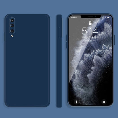 For Samsung Galaxy A50 Solid Color Imitation Liquid Silicone Straight Edge Dropproof Full Coverage Protective Case(Blue) by buy2fix