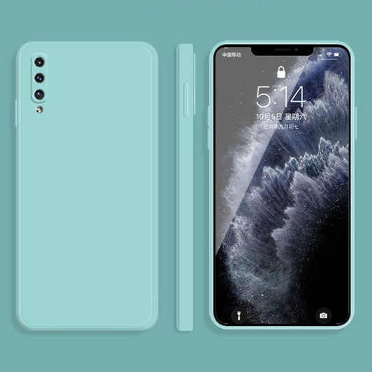 For Samsung Galaxy A50 Solid Color Imitation Liquid Silicone Straight Edge Dropproof Full Coverage Protective Case(Sky Blue) by buy2fix