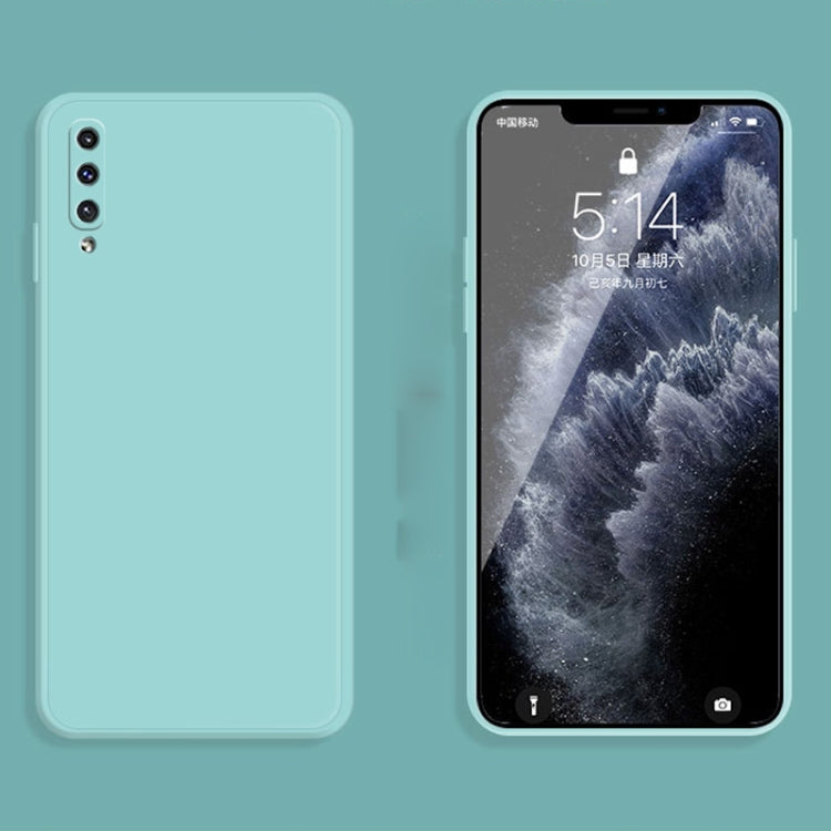 For Samsung Galaxy A50 Solid Color Imitation Liquid Silicone Straight Edge Dropproof Full Coverage Protective Case(Sky Blue) by buy2fix