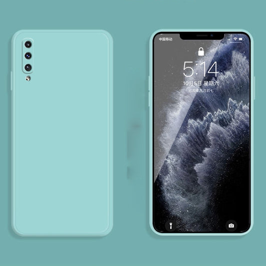 For Samsung Galaxy A50 Solid Color Imitation Liquid Silicone Straight Edge Dropproof Full Coverage Protective Case(Sky Blue) by buy2fix