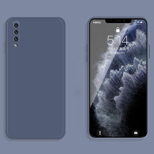 For Samsung Galaxy A50 Solid Color Imitation Liquid Silicone Straight Edge Dropproof Full Coverage Protective Case(Grey) by buy2fix