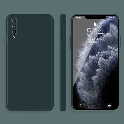 For Samsung Galaxy A50 Solid Color Imitation Liquid Silicone Straight Edge Dropproof Full Coverage Protective Case(Dark Green) by buy2fix
