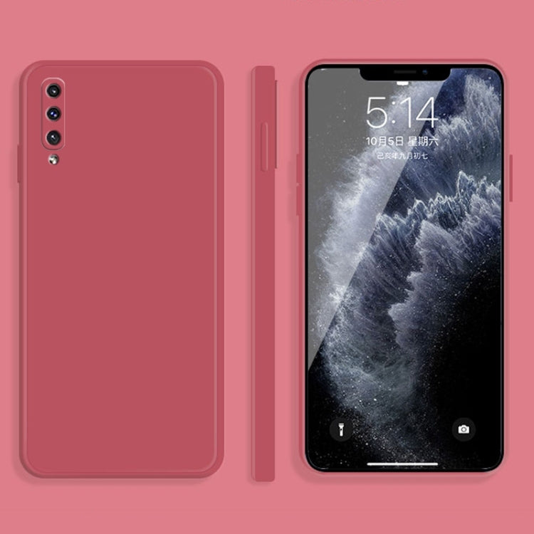 For Samsung Galaxy A50 Solid Color Imitation Liquid Silicone Straight Edge Dropproof Full Coverage Protective Case(Red) by buy2fix