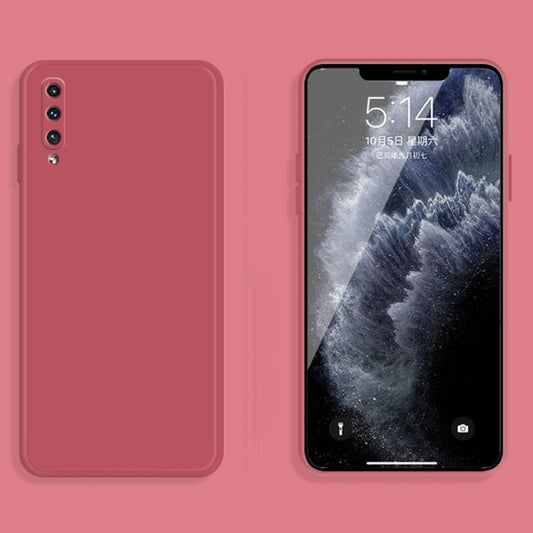 For Samsung Galaxy A50 Solid Color Imitation Liquid Silicone Straight Edge Dropproof Full Coverage Protective Case(Red) by buy2fix