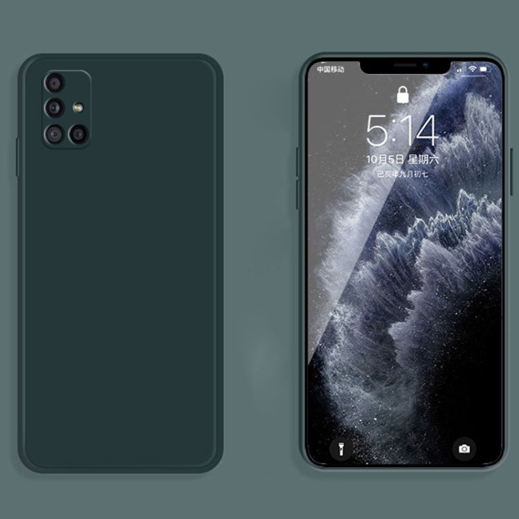 For Samsung Galaxy A71 Solid Color Imitation Liquid Silicone Straight Edge Dropproof Full Coverage Protective Case(Dark Green) by buy2fix