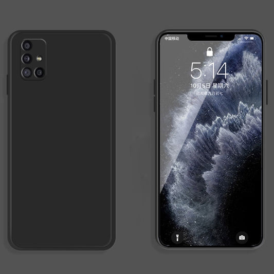 For Samsung Galaxy A71 Solid Color Imitation Liquid Silicone Straight Edge Dropproof Full Coverage Protective Case(Black) by buy2fix
