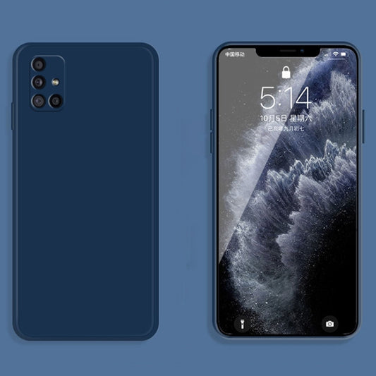 For Samsung Galaxy M51 Solid Color Imitation Liquid Silicone Straight Edge Dropproof Full Coverage Protective Case(Blue) by buy2fix