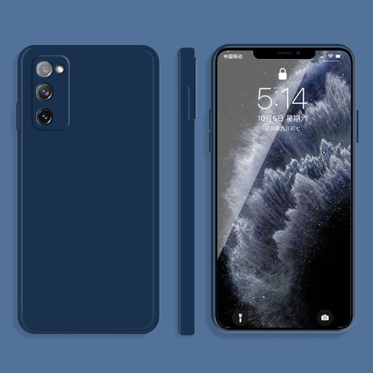 For Samsung Galaxy S20 FE Solid Color Imitation Liquid Silicone Straight Edge Dropproof Full Coverage Protective Case(Blue) by buy2fix