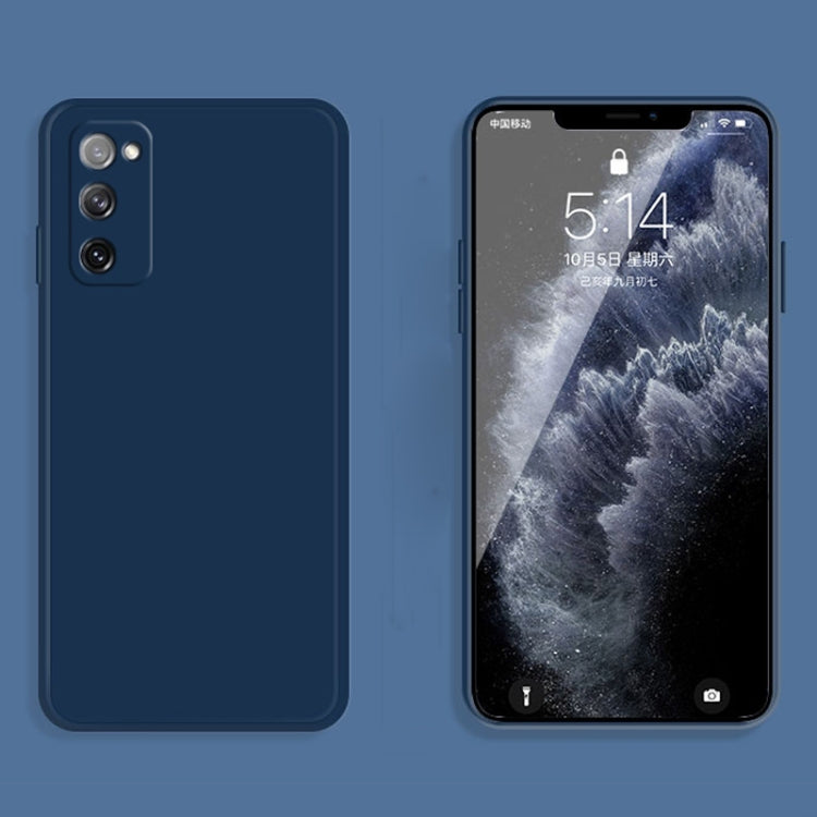 For Samsung Galaxy S20 FE Solid Color Imitation Liquid Silicone Straight Edge Dropproof Full Coverage Protective Case(Blue) by buy2fix