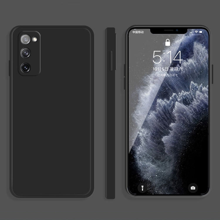 For Samsung Galaxy S20 FE Solid Color Imitation Liquid Silicone Straight Edge Dropproof Full Coverage Protective Case(Black) by buy2fix