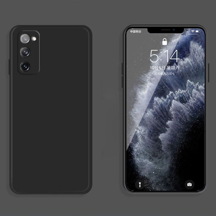 For Samsung Galaxy S20 FE Solid Color Imitation Liquid Silicone Straight Edge Dropproof Full Coverage Protective Case(Black) by buy2fix