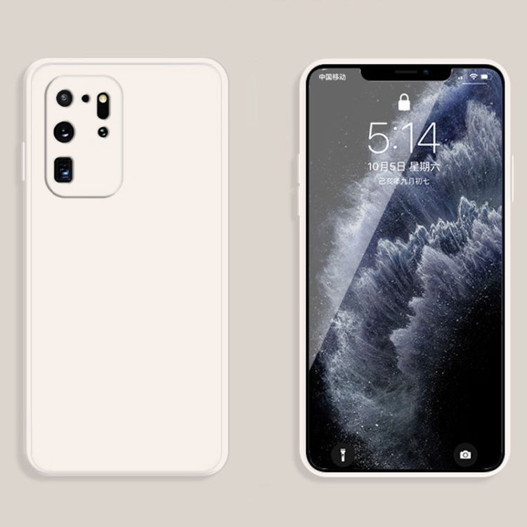 For Samsung Galaxy S20 Ultra Solid Color Imitation Liquid Silicone Straight Edge Dropproof Full Coverage Protective Case(White) by buy2fix