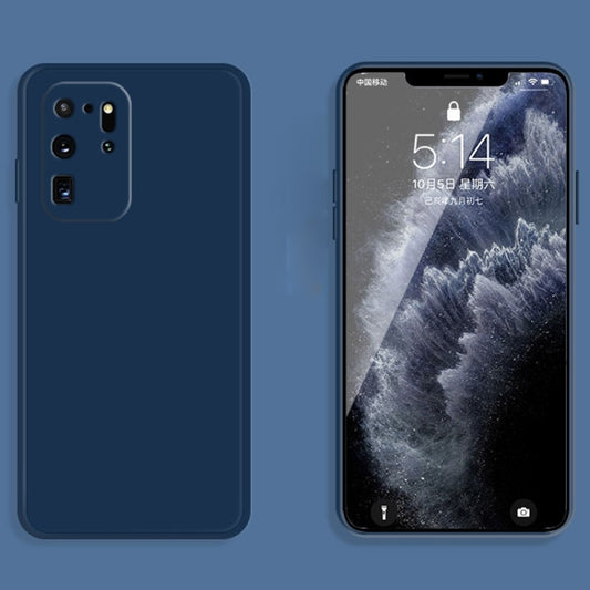 For Samsung Galaxy S20 Ultra Solid Color Imitation Liquid Silicone Straight Edge Dropproof Full Coverage Protective Case(Blue) by buy2fix