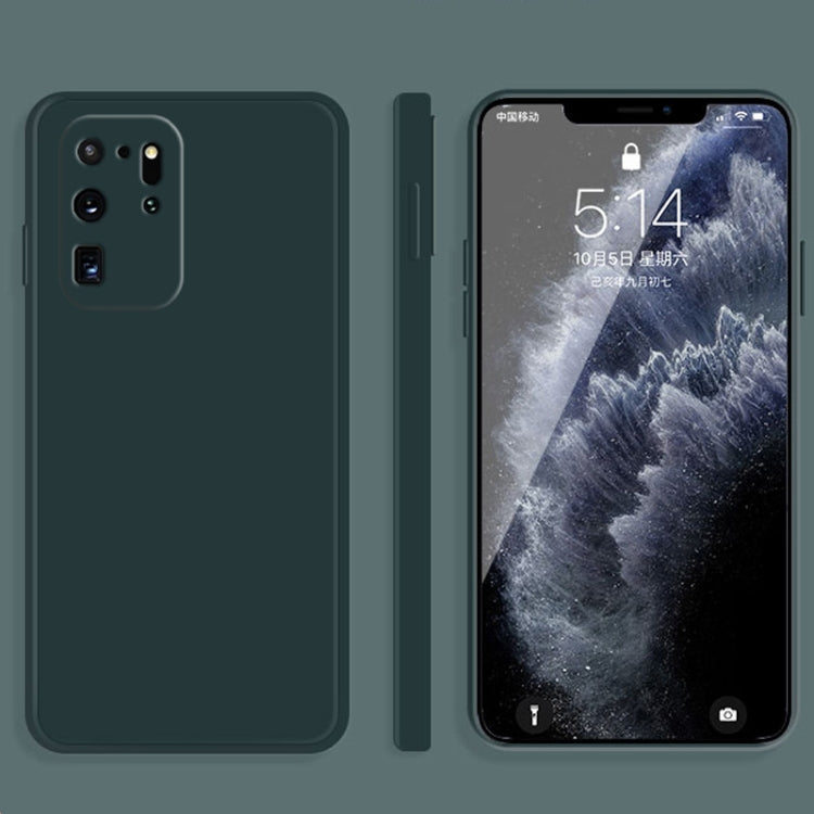 For Samsung Galaxy S20 Ultra Solid Color Imitation Liquid Silicone Straight Edge Dropproof Full Coverage Protective Case(Dark Green) by buy2fix