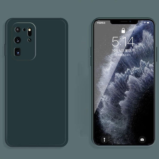 For Samsung Galaxy S20 Ultra Solid Color Imitation Liquid Silicone Straight Edge Dropproof Full Coverage Protective Case(Dark Green) by buy2fix