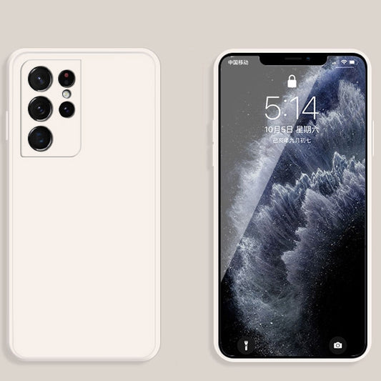 For Samsung Galaxy S21 Ultra 5G Solid Color Imitation Liquid Silicone Straight Edge Dropproof Full Coverage Protective Case(White) - Galaxy S21 Ultra 5G Cases by buy2fix | Online Shopping UK | buy2fix