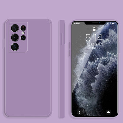 For Samsung Galaxy S21 Ultra 5G Solid Color Imitation Liquid Silicone Straight Edge Dropproof Full Coverage Protective Case(Purple) - Galaxy S21 Ultra 5G Cases by buy2fix | Online Shopping UK | buy2fix