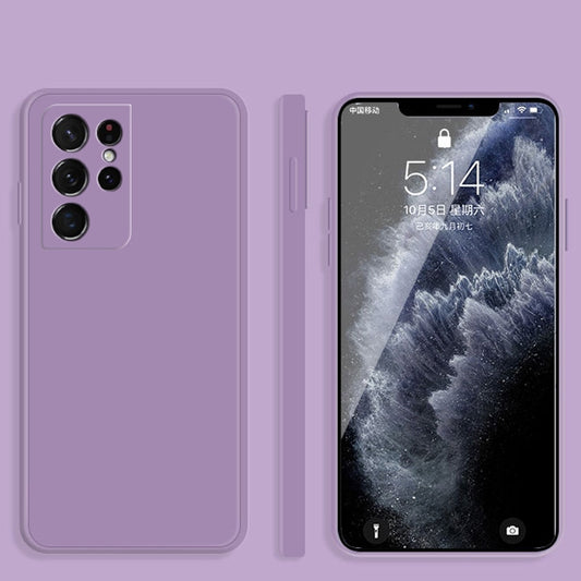 For Samsung Galaxy S21 Ultra 5G Solid Color Imitation Liquid Silicone Straight Edge Dropproof Full Coverage Protective Case(Purple) - Galaxy S21 Ultra 5G Cases by buy2fix | Online Shopping UK | buy2fix