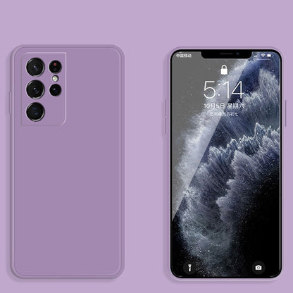 For Samsung Galaxy S21 Ultra 5G Solid Color Imitation Liquid Silicone Straight Edge Dropproof Full Coverage Protective Case(Purple) - Galaxy S21 Ultra 5G Cases by buy2fix | Online Shopping UK | buy2fix