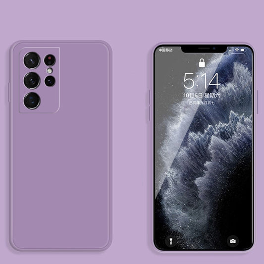 For Samsung Galaxy S21 Ultra 5G Solid Color Imitation Liquid Silicone Straight Edge Dropproof Full Coverage Protective Case(Purple) - Galaxy S21 Ultra 5G Cases by buy2fix | Online Shopping UK | buy2fix