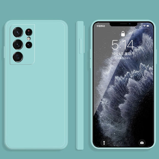 For Samsung Galaxy S21 Ultra 5G Solid Color Imitation Liquid Silicone Straight Edge Dropproof Full Coverage Protective Case(Sky Blue) - Galaxy S21 Ultra 5G Cases by buy2fix | Online Shopping UK | buy2fix