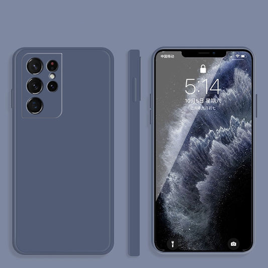 For Samsung Galaxy S21 Ultra 5G Solid Color Imitation Liquid Silicone Straight Edge Dropproof Full Coverage Protective Case(Grey) - Galaxy S21 Ultra 5G Cases by buy2fix | Online Shopping UK | buy2fix