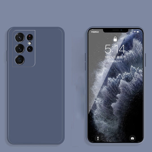 For Samsung Galaxy S21 Ultra 5G Solid Color Imitation Liquid Silicone Straight Edge Dropproof Full Coverage Protective Case(Grey) - Galaxy S21 Ultra 5G Cases by buy2fix | Online Shopping UK | buy2fix