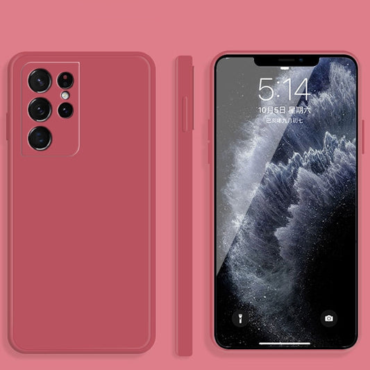 For Samsung Galaxy S21 Ultra 5G Solid Color Imitation Liquid Silicone Straight Edge Dropproof Full Coverage Protective Case(Red) - Galaxy S21 Ultra 5G Cases by buy2fix | Online Shopping UK | buy2fix