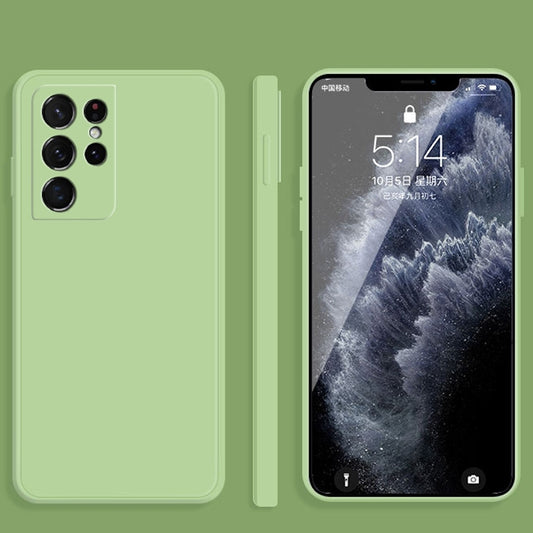 For Samsung Galaxy S21 Ultra 5G Solid Color Imitation Liquid Silicone Straight Edge Dropproof Full Coverage Protective Case(Matcha Green) - Galaxy S21 Ultra 5G Cases by buy2fix | Online Shopping UK | buy2fix