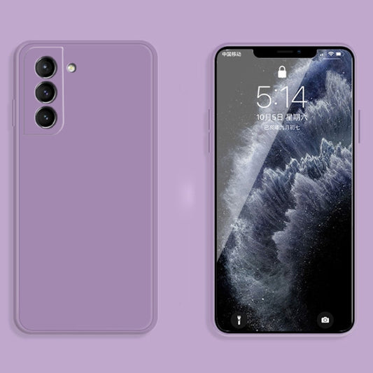 For Samsung Galaxy S21+ 5G Solid Color Imitation Liquid Silicone Straight Edge Dropproof Full Coverage Protective Case(Purple) - Galaxy S21+ 5G Cases by buy2fix | Online Shopping UK | buy2fix